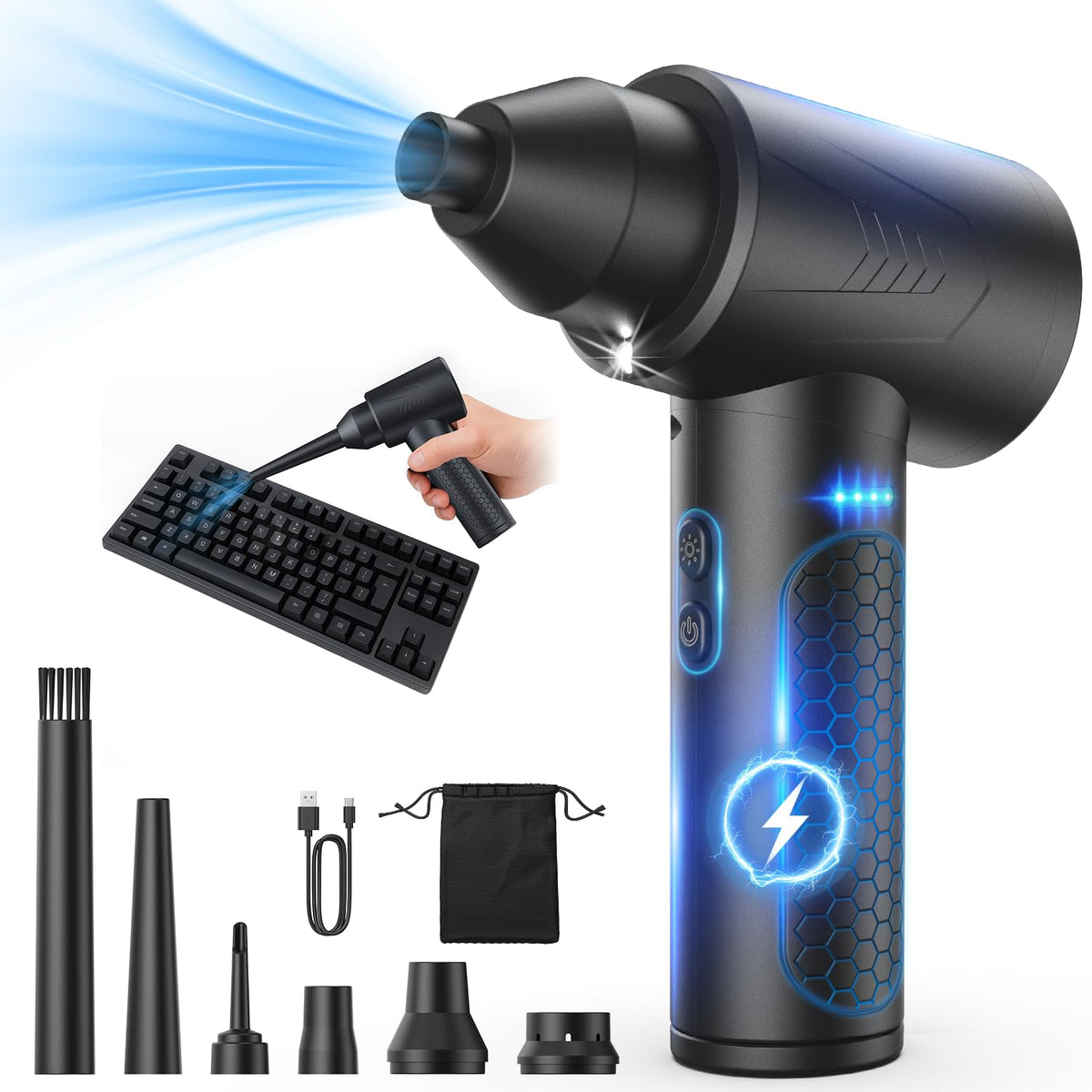 LOXP electric air duster at 150000rpm delivering powerful, efficient cleaning.
