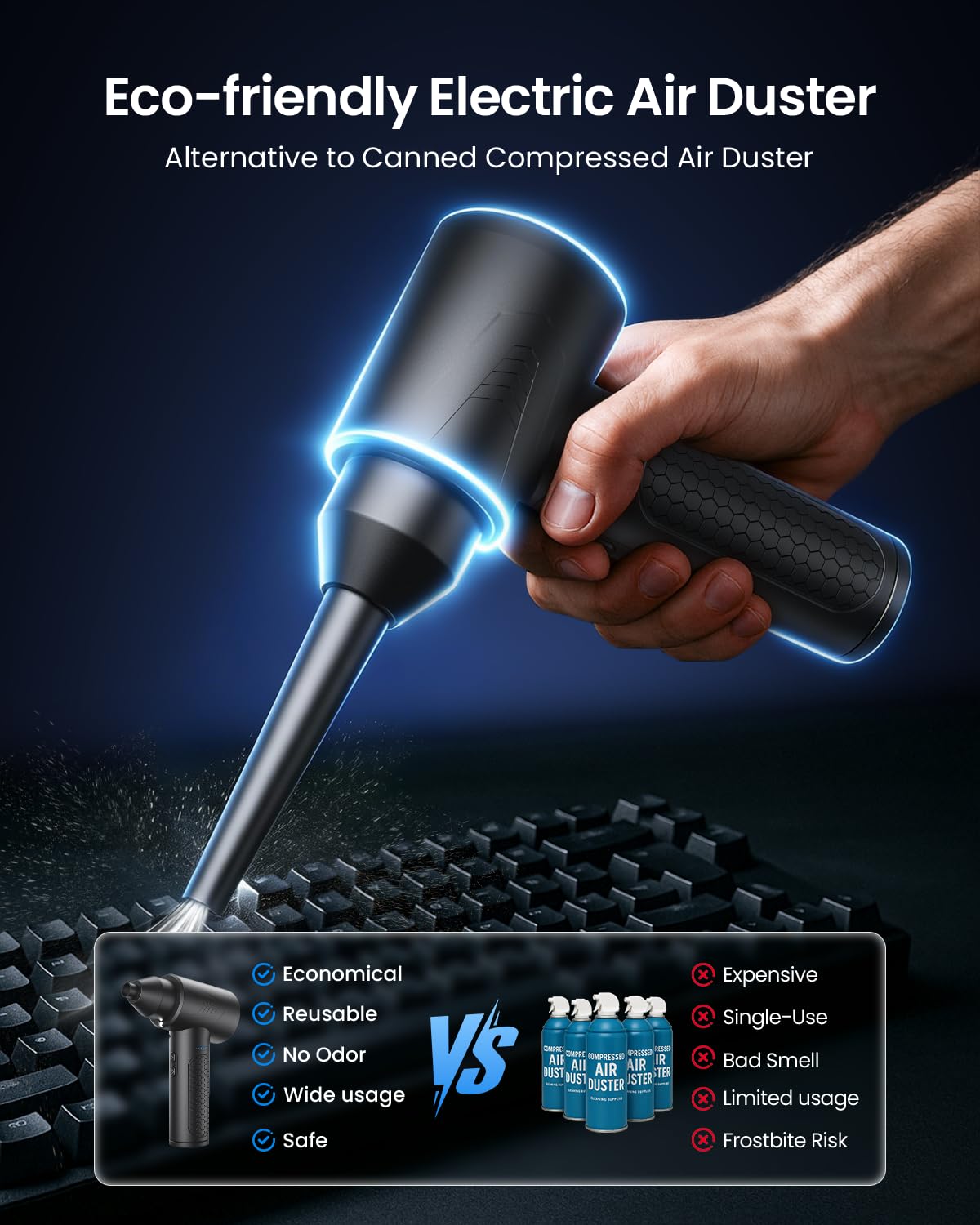 LOXP duster in 3 gears for versatile airflow across tasks.