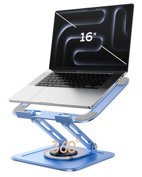 LOXP foldable laptop stand on a desk for portable use.