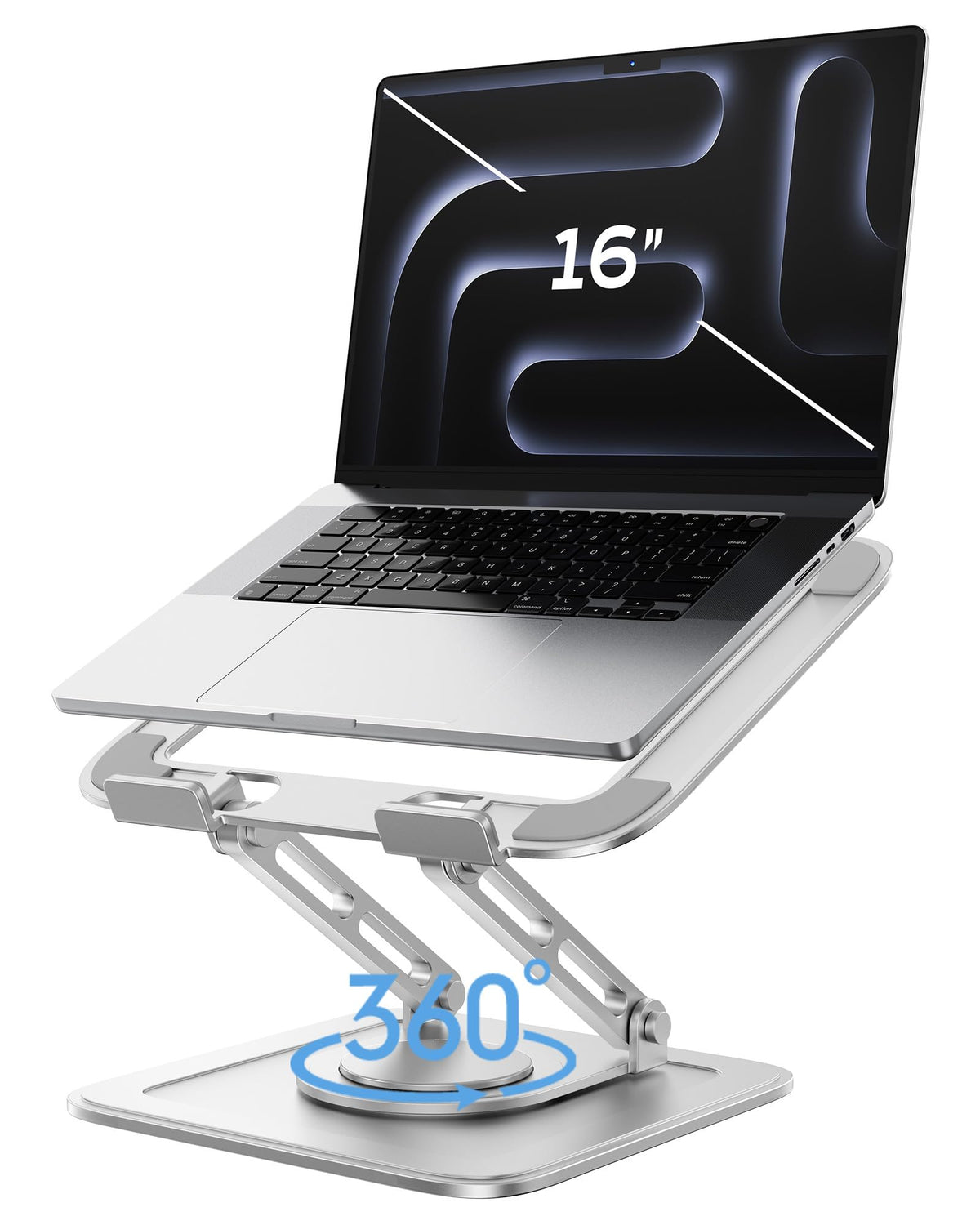 LOXP front view of white laptop stand showing stable riser benefit