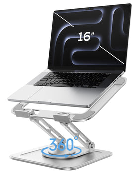 LOXP front view of white laptop stand showing stable riser benefit