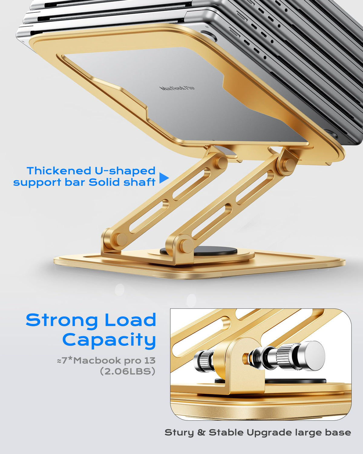 LOXP stand with laptop on home desk improving posture and screen height