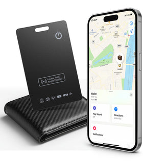 LOXP Wallet Tracker Card shows Apple Find My compatibility for wallet recovery