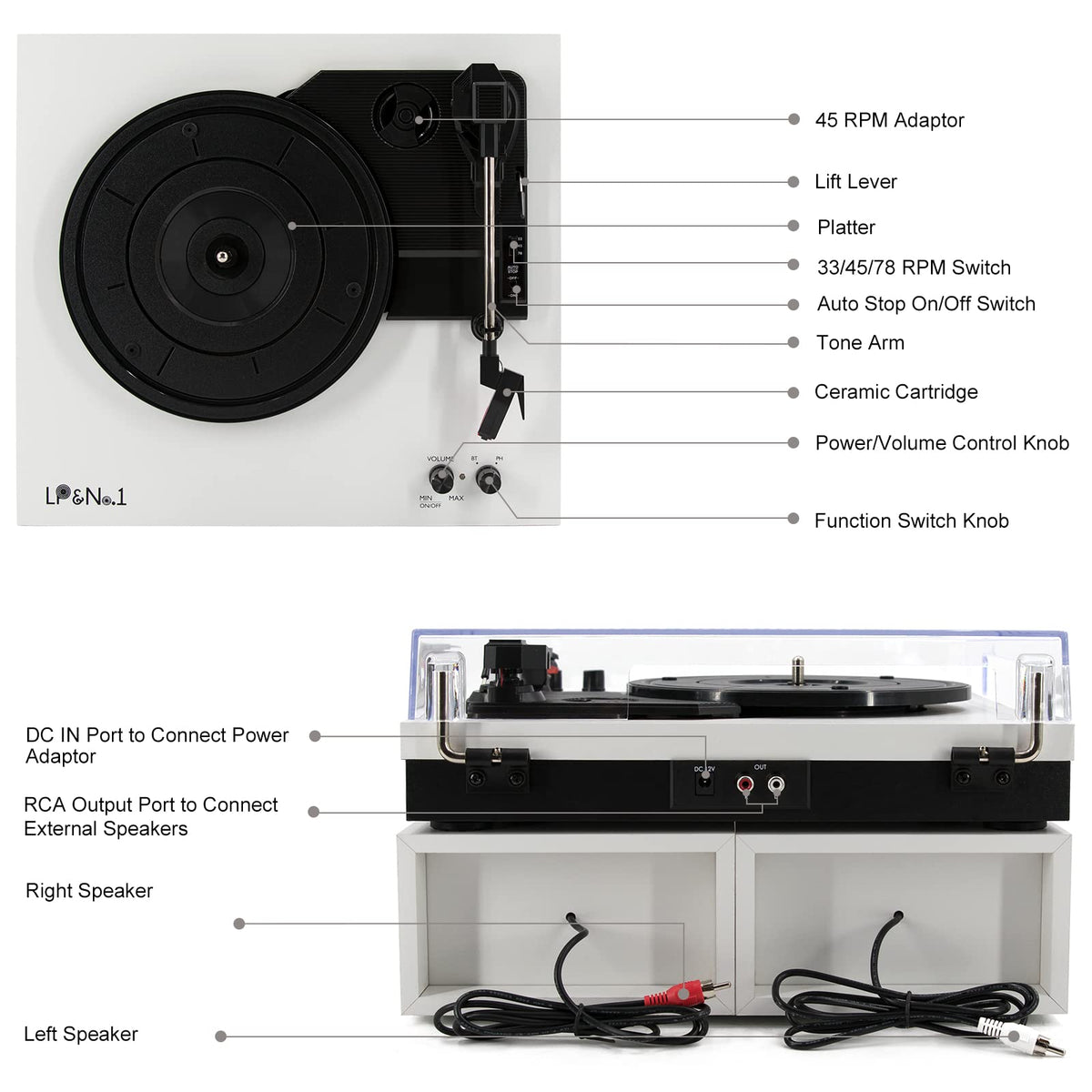 LP&No.1 white leather cover protects records elegantly