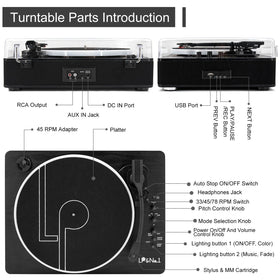 LP&No.1 auto-stop and pitch control simplify playback adjustments.