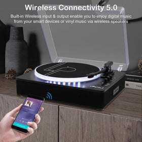 LP&No.1 record player wireless input/output enables streaming and wireless playback.