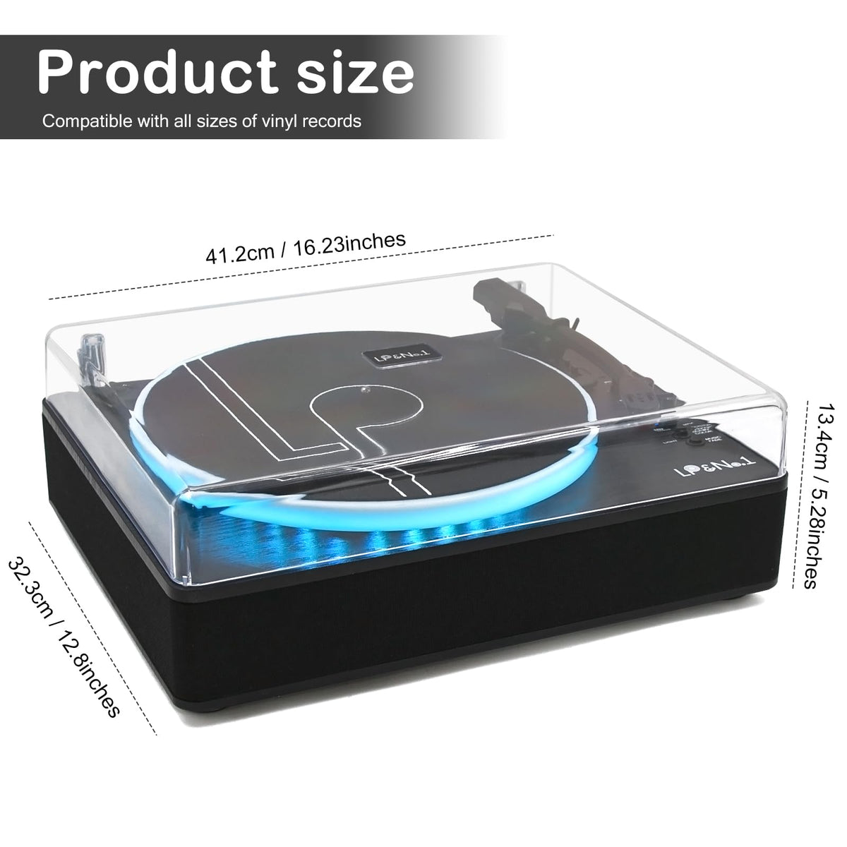 LP&No.1 wood-grain design with detachable dust cover adds style and protection.