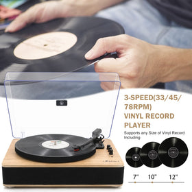LP&No.1 turntable supports 7, 10, and 12-inch records for full collections.
