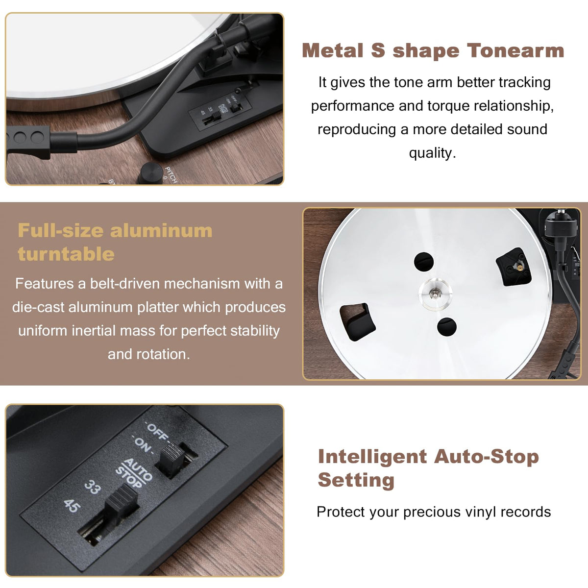 LP&No.1 speed adjustment knob for tailored playback.
