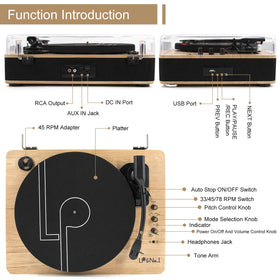 LP&No.1 vinyl turntable wireless streaming, easy music from phone to speakers.