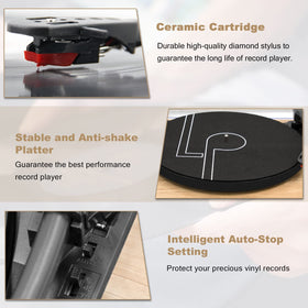 LP&No.1 vinyl turntable with 3-speed belt-drive for versatile playback options.