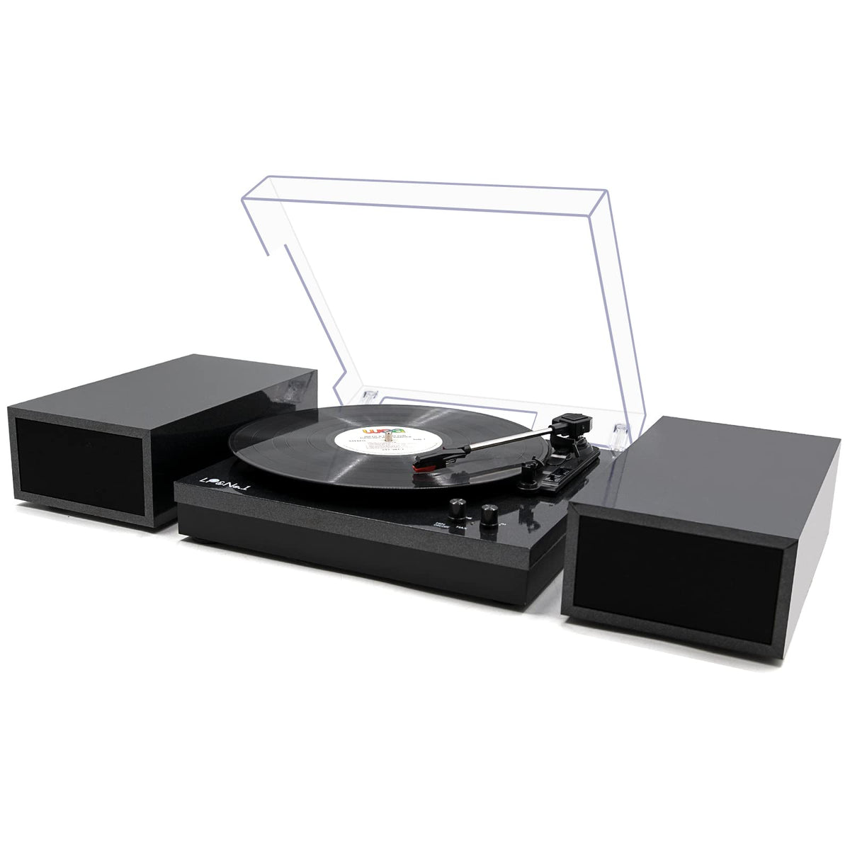 LP&No.1 vinyl turntable with Bluetooth receiver for wireless listening at home.