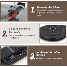 LP&No.1 belt-drive platter supports 33, 45, and 78 RPM with adaptor