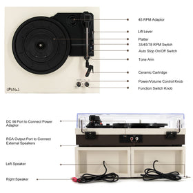 LP&No.1 wireless turntable top controls for quick setup and playback