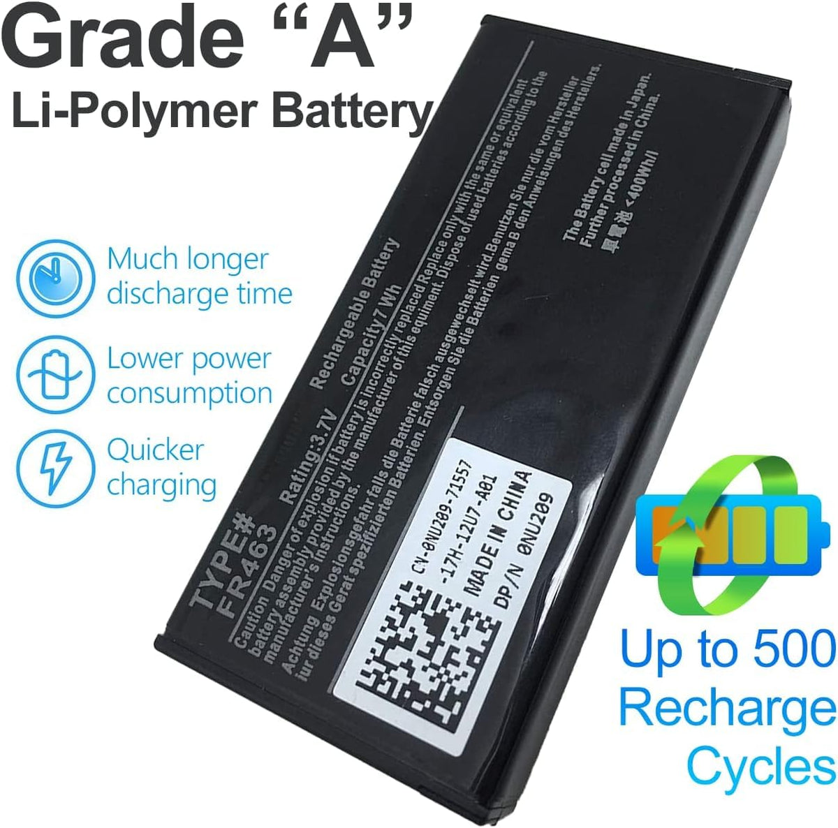 LQM replacement battery in Dell PowerEdge R710/R910 setup with clear specs.