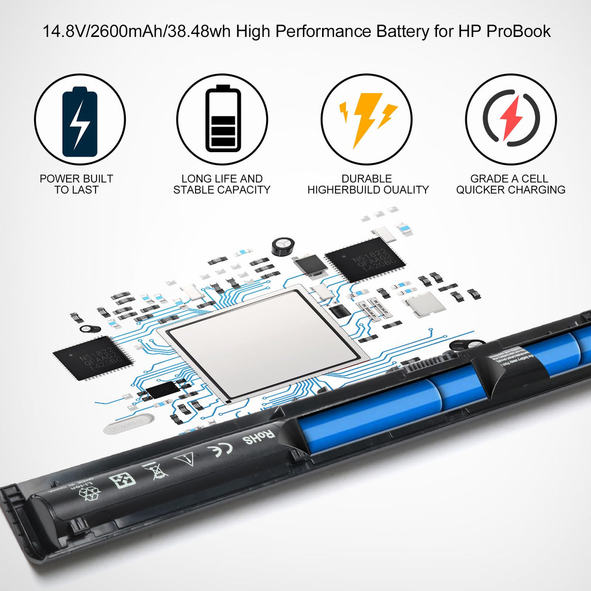 LQM HSTNN-DB7B compatible battery with safe charging.