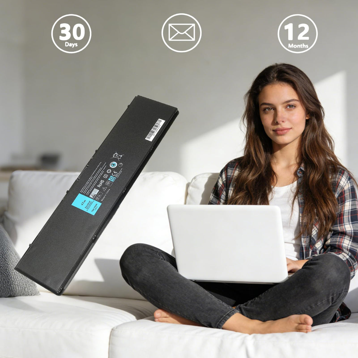 LQM battery in a workstation lifestyle scene showing dependable on-the-go power