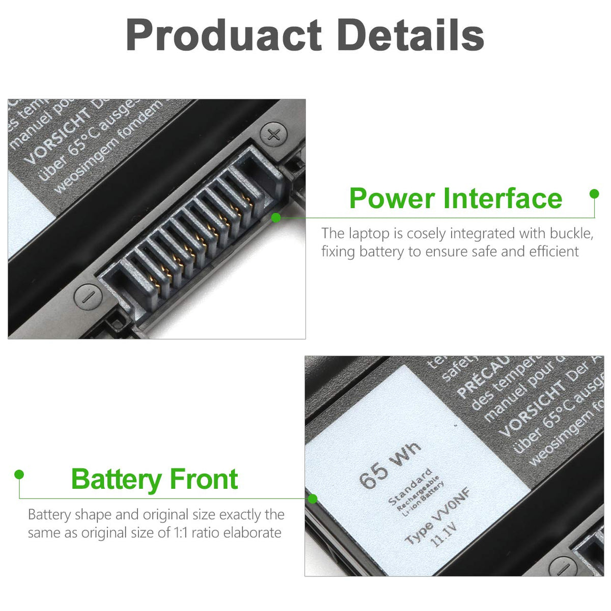 LQM VV0NF 9-cell pack highlighting high capacity for longer runtime.