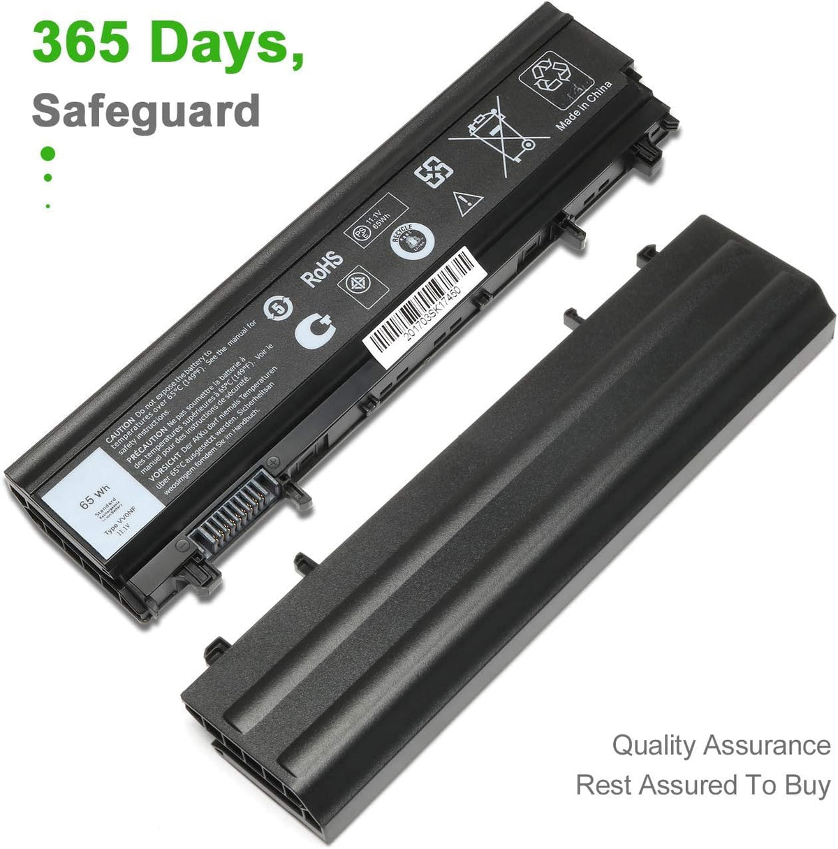 LQM VV0NF battery packaging showing ready-to-install replacement.
