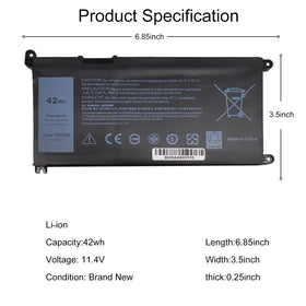 LQM YRDD6 battery side connectors ready for Dell replacement