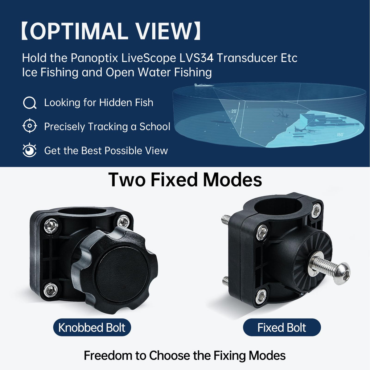 Lrichy LVS34 transducer pole mount suitable for open-water use and flexible mounting.