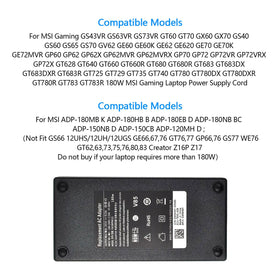 Lrker 180W MSI power cord included for ready-to-use setup.