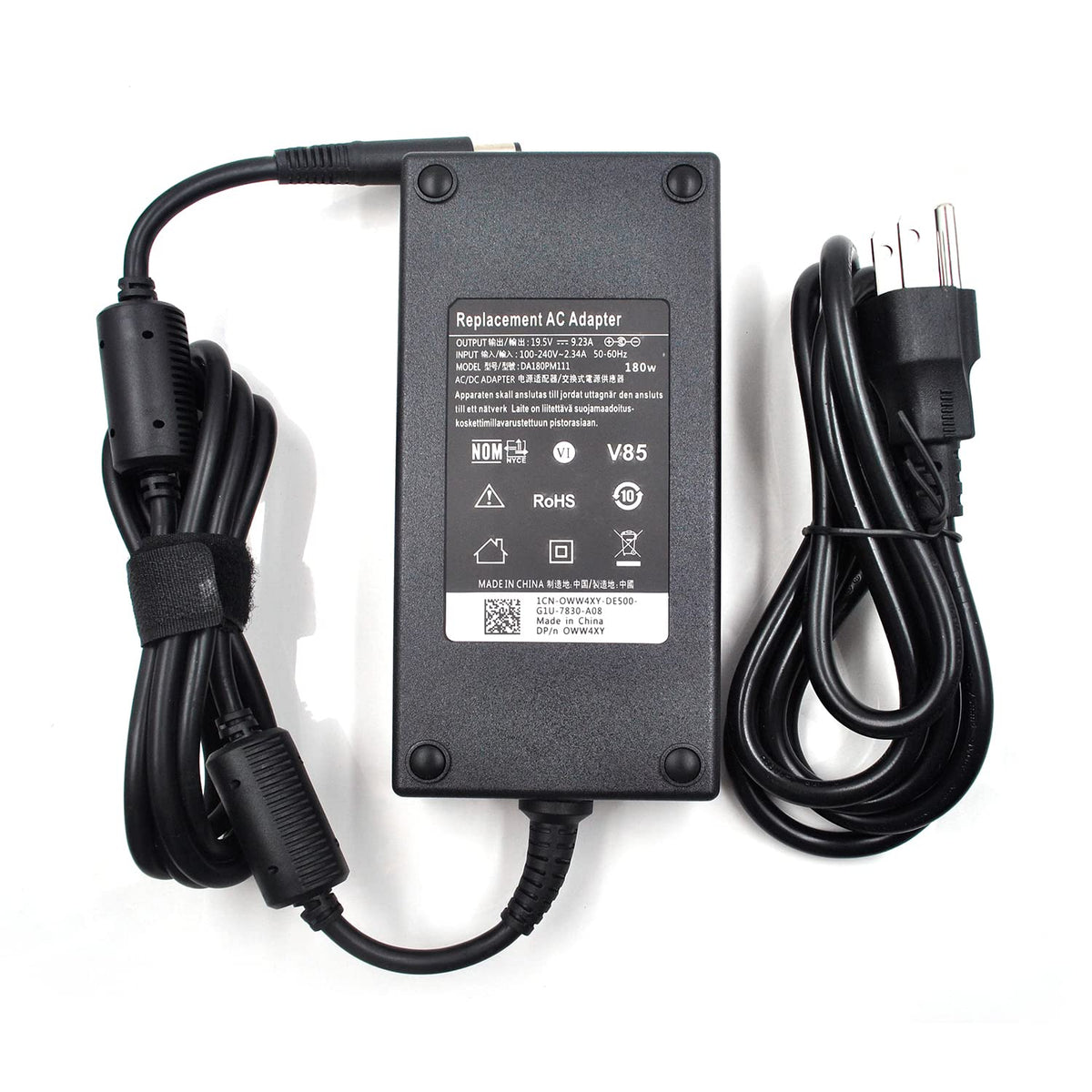Lrker 180W Dell charger front view showing compact, reliable power.