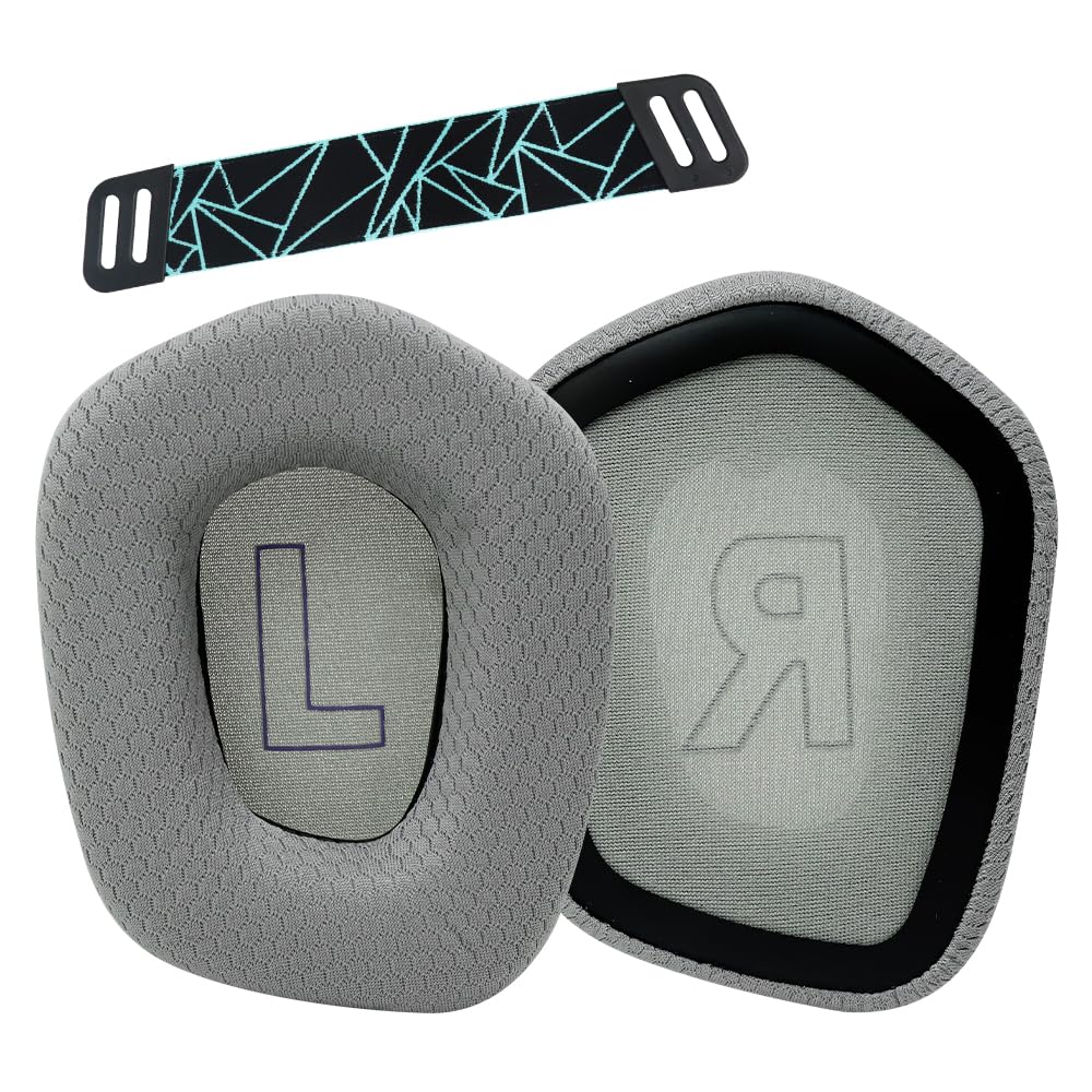 LRZMOLS earpads replacement for Logitech G733 front view shows plush gray cushions for comfort.