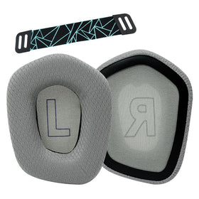 LRZMOLS earpads replacement for Logitech G733 front view shows plush gray cushions for comfort.
