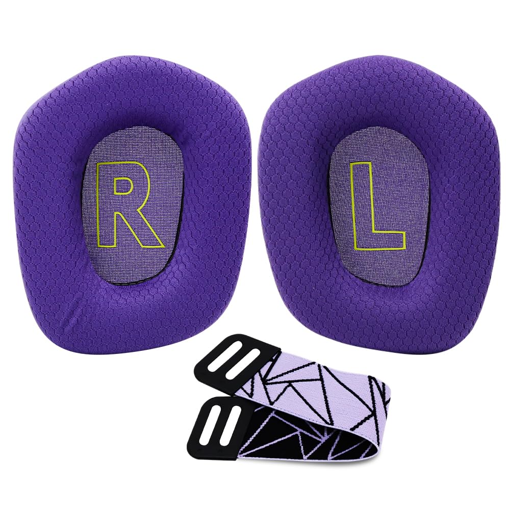 LRZMOLS foam density purple ear pad closeup demonstrates plush surface