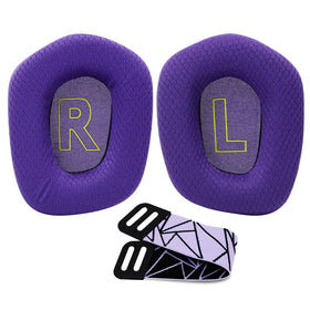 LRZMOLS foam density purple ear pad closeup demonstrates plush surface
