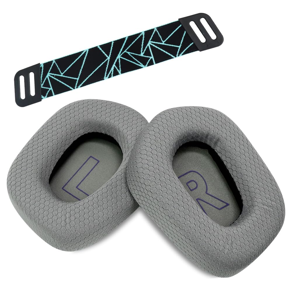 LRZMOLS packaging image highlights included earpads and headband in gray.