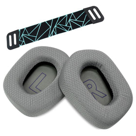 LRZMOLS packaging image highlights included earpads and headband in gray.