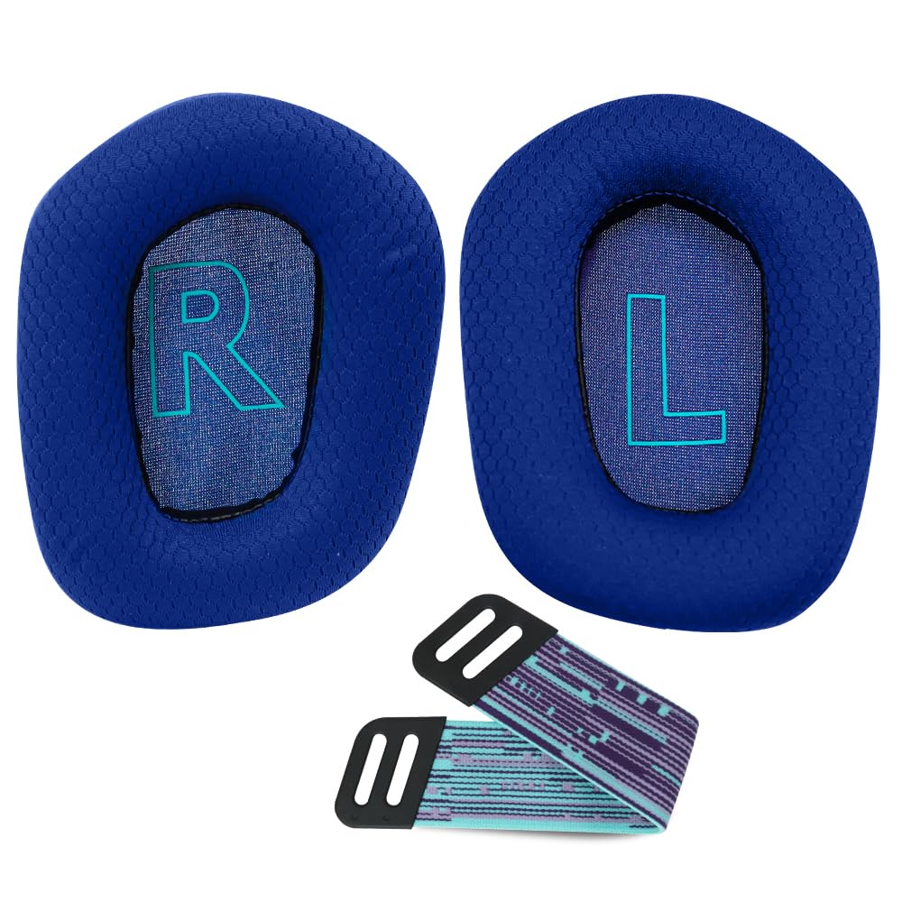 LRZMOLS ear pads for Logitech G535 in blue with breathable foam