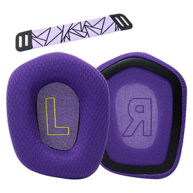 LRZMOLS replacement earpads for Logitech G733 purple closeup showing soft memory foam comfort