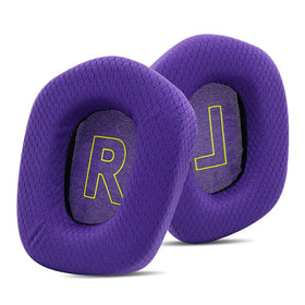 LRZMOLS user with headset and purple earpads demonstrates easy upgrade