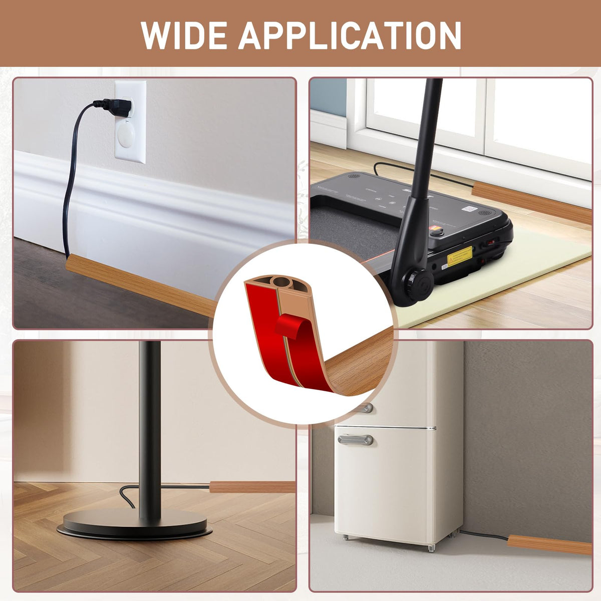 LSGCQ floor cord cover compatible with hardwood, tile and carpet without obstruction