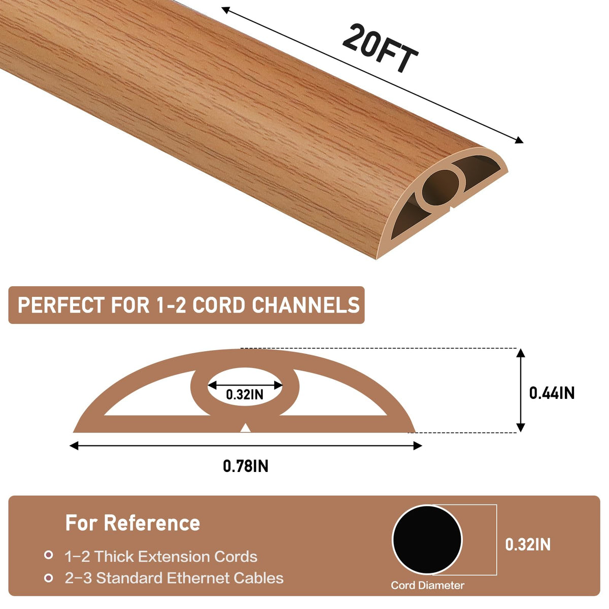 LSGCQ cord hider with adhesive backing for fast, secure floor mounting