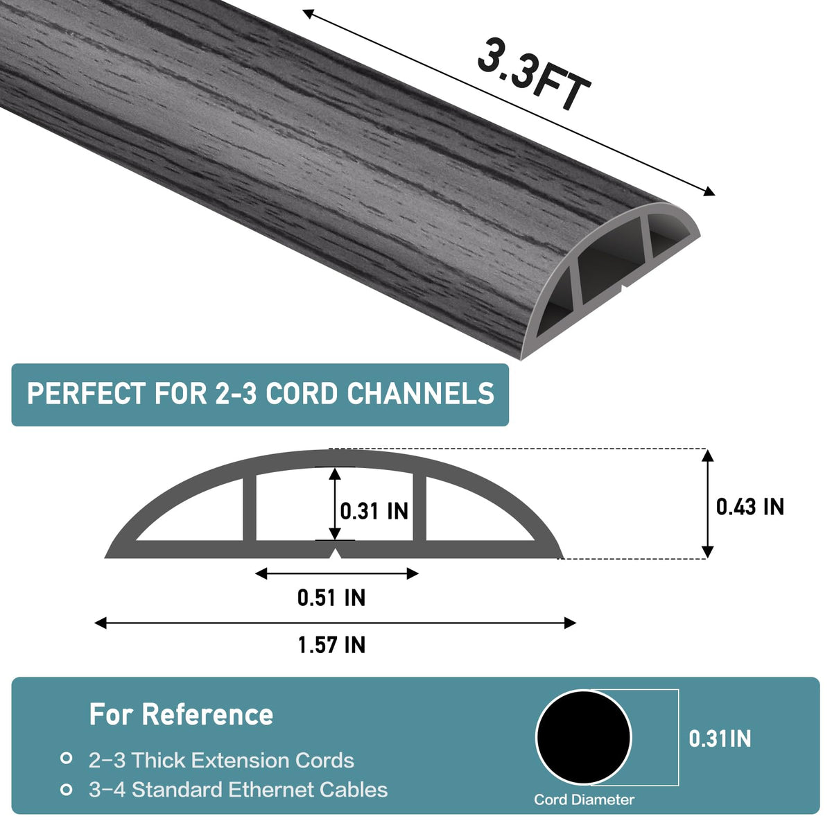 LSGCQ floor cable protector with self-adhesive backing installed along edge