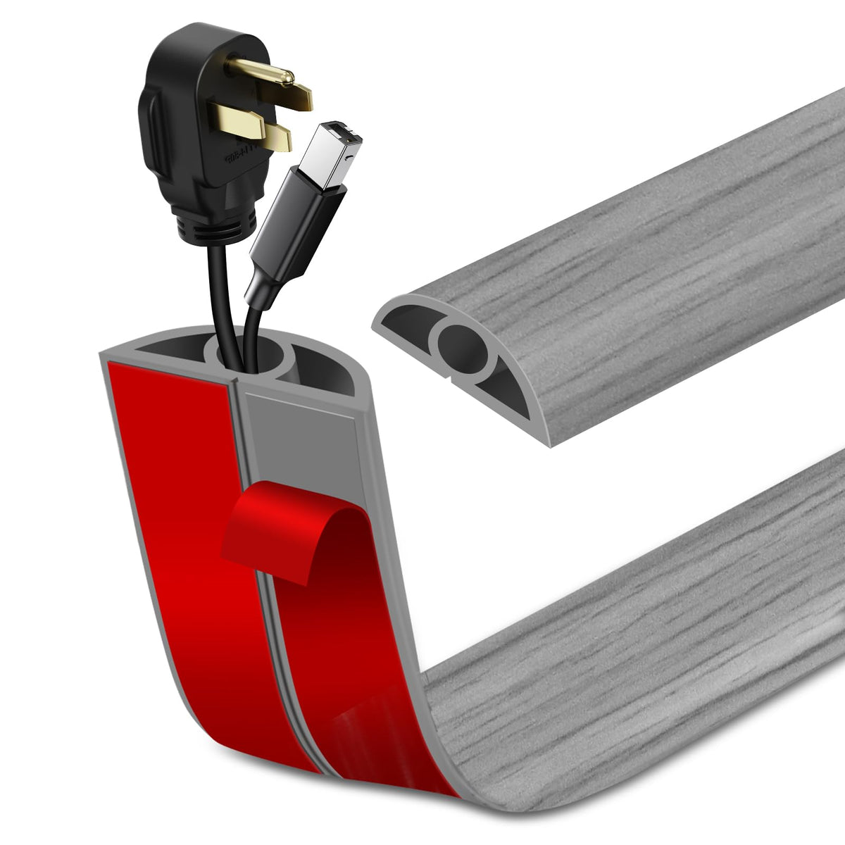 LSGCQ floor cord cover adhesive back close-up for quick, secure mounting.