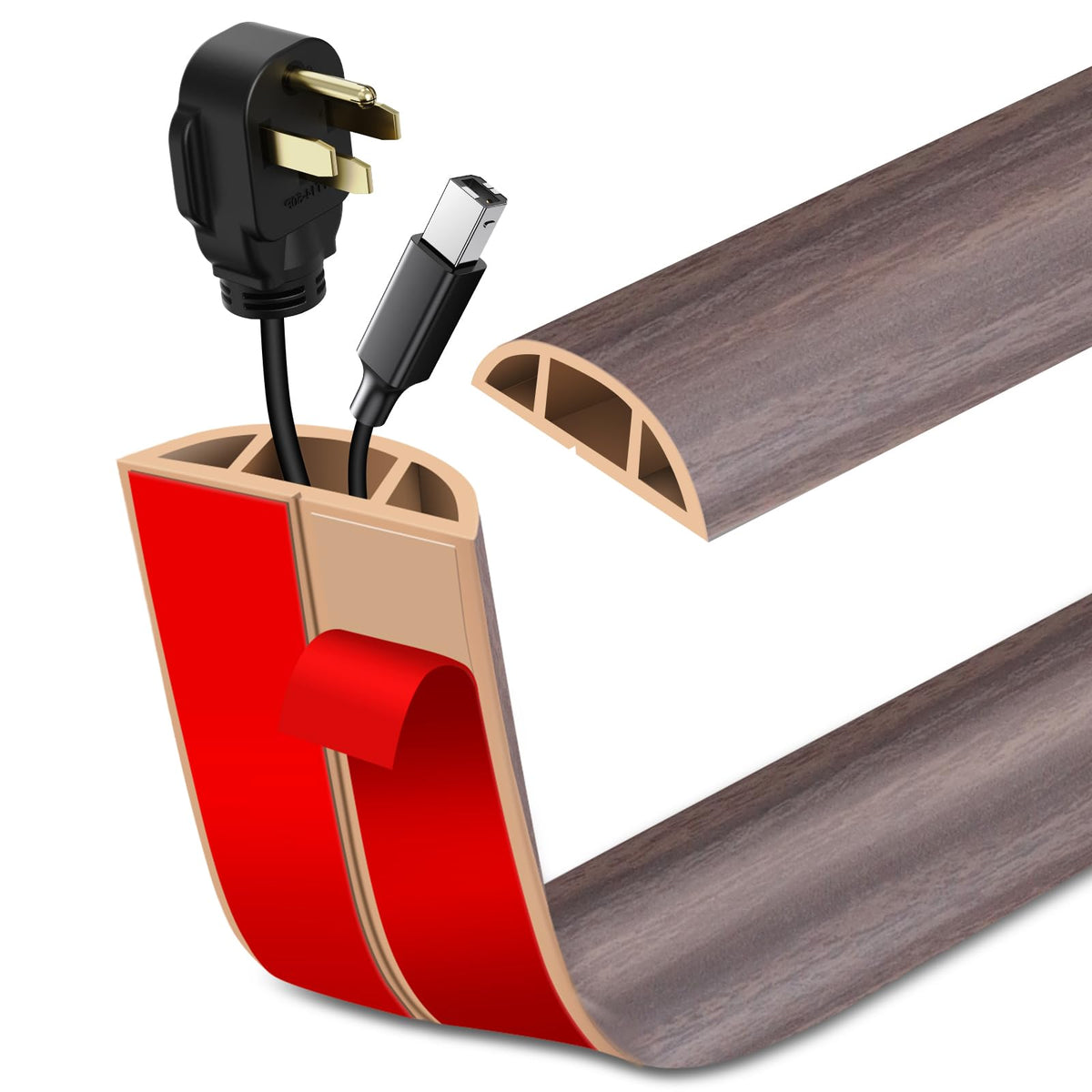 LSGCQ floor cord cover with adhesive back for easy installation and cable protection.