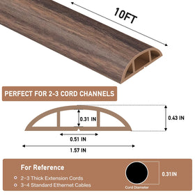 LSGCQ floor cord cover with adhesive back enables easy, secure installation.