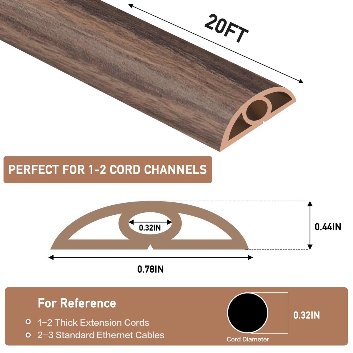 LSGCQ cord cover showing strong adhesive backing for easy installation on multiple surfaces