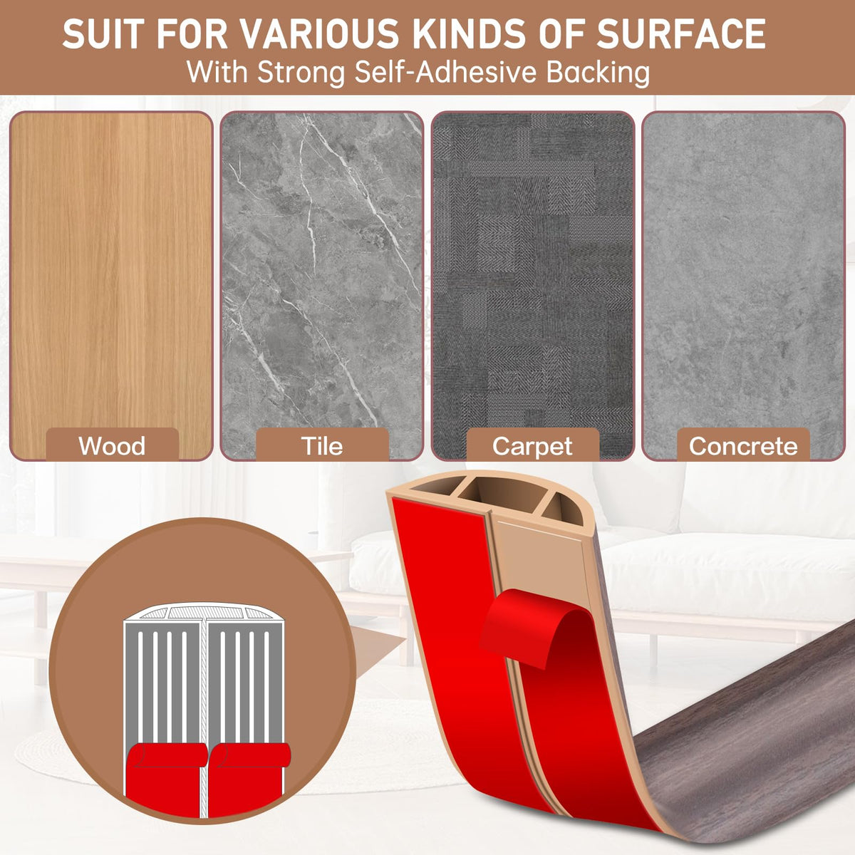 LSGCQ brown walnut wood cord cover blends with decor and protects cables.