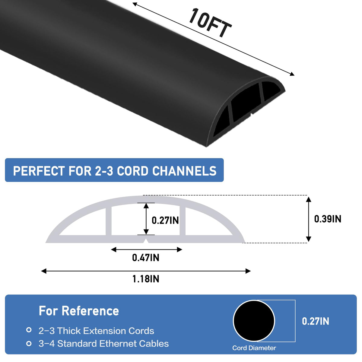 LSGCQ Floor Cord Cover edge adhesive installation along a room edge