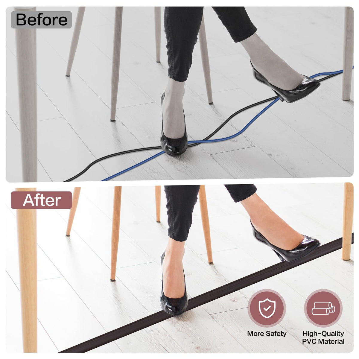 LSGCQ adhesive-backed cord cover for easy edge installation