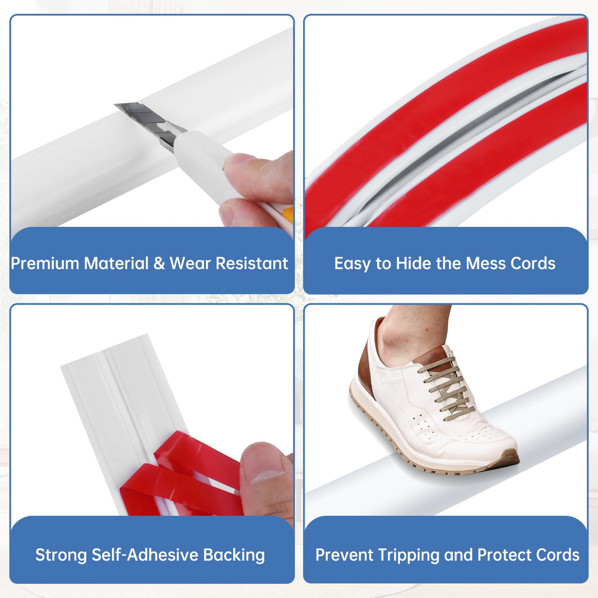 LSGCQ flexible PVC cord cover adapts to edges and corners.