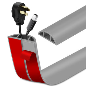 LSGCQ floor cord cover grey adhesive back protects cables on floors.