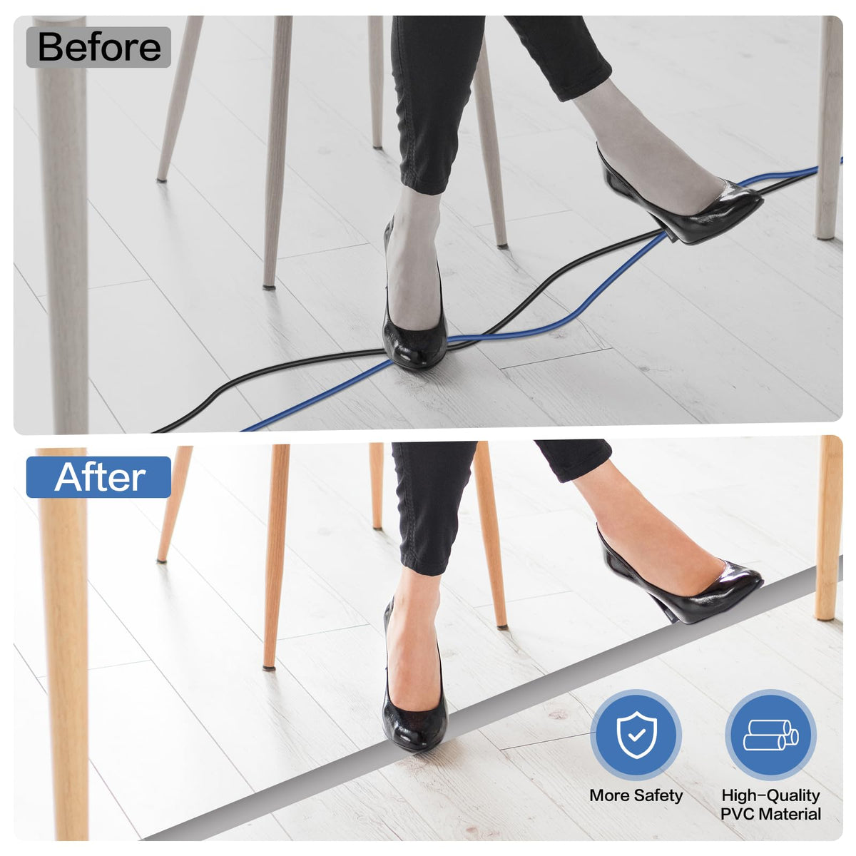 LSGCQ cord cover reduces trip hazards by tidying cables