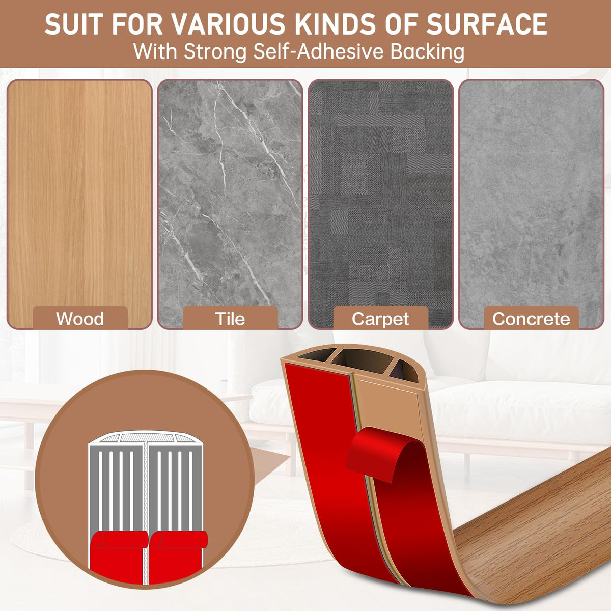 LSGCQ light brown wood finish blends with room decor.